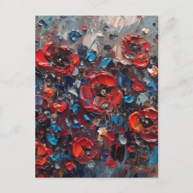 Abstrakt Poppies Painting Postcard Vykort (Framsida)