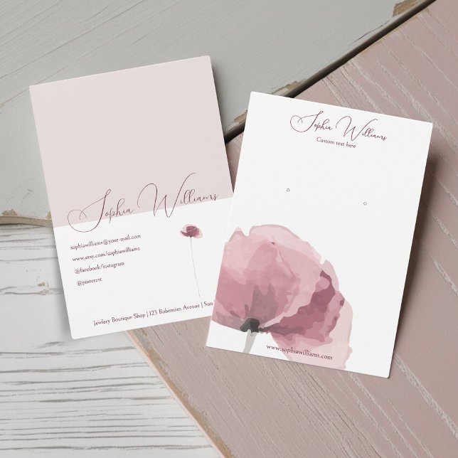 Abstrakt Poppy Earring Jewelry Visning Card Visitkort (Skapare uppladdad)
