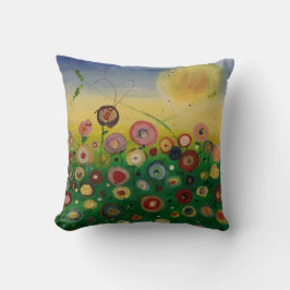 Abstrakt Poppy Fält Pillow Kudde