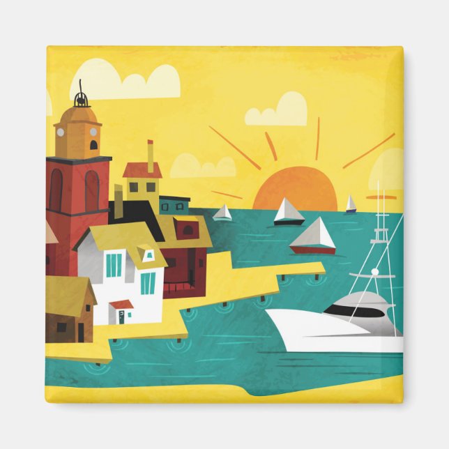 Abstrakt Port City Magnet (Framsidan)
