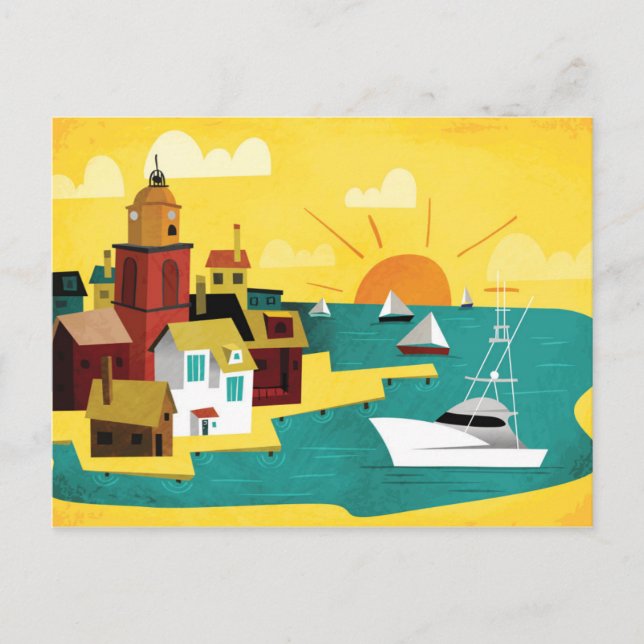 Abstrakt Port City Vykort (Framsida)