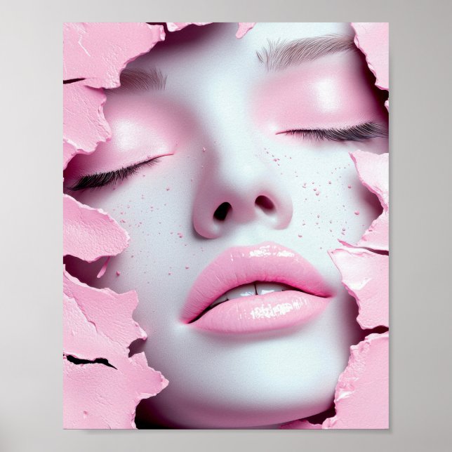 Abstrakt porträtt av drömmarnas rosa flicka poster (Framsidan)