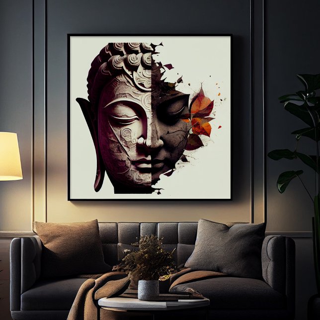 Abstrakt Porträtt i Buddha | Digital Art-Poster Poster (Abstract Portrait of Buddha | Digital Art Poster)