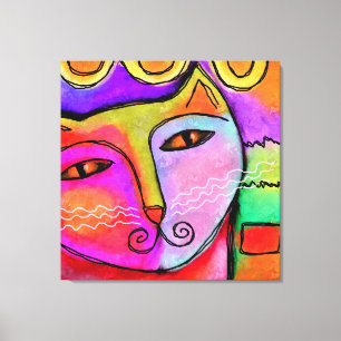 Abstrakt Porträtt i ett katt Canvastryck
