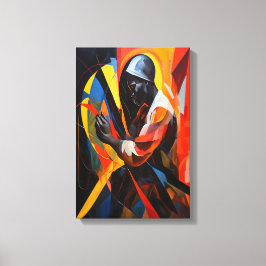 Abstrakt Porträtt i Vibrant Färg Modern Art Canvastryck