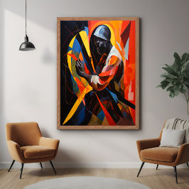 Abstrakt Porträtt i Vibrant Färg Modern Art Poster