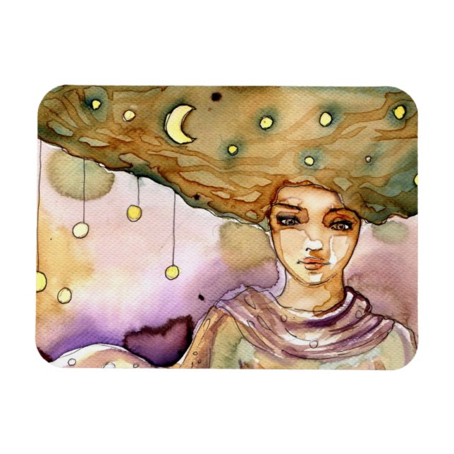 Abstrakt porträtt och söt kvinna magnet (Horisontell)