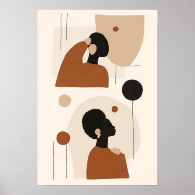 Abstrakt Porträtt Väggkonst Set | Minimalistisk Af (Framsidan)