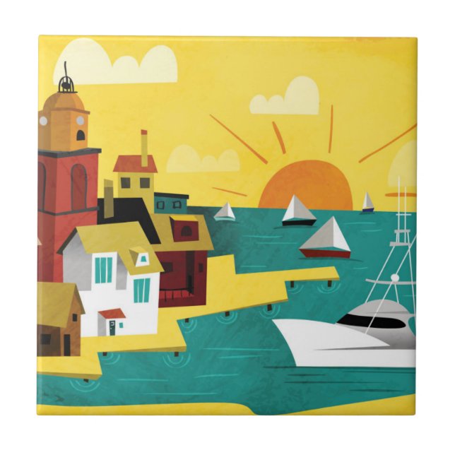 Abstrakt portstad kakelplatta (Framsidan)