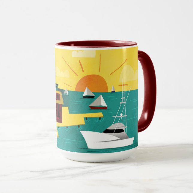 Abstrakt portstad mugg (Framsida höger)