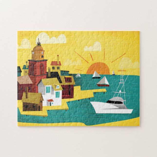 Abstrakt portstad pussel (Horisontell)