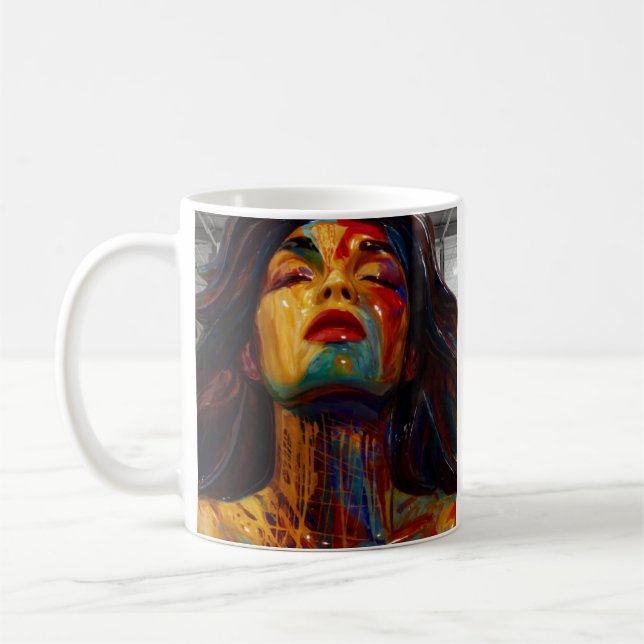 Abstrakt Power Porträtt Kaffemugg (Vänster)