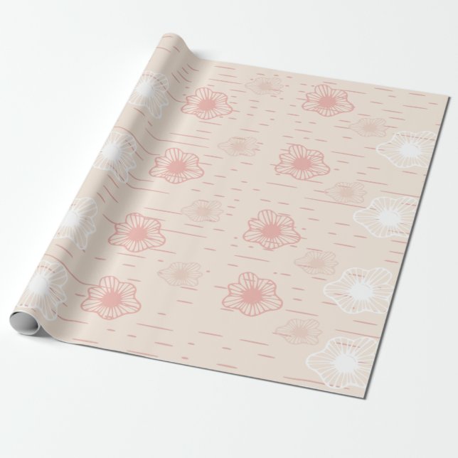 Abstrakt presentinslagspapper med persikoblommor presentpapper (Utrullad)