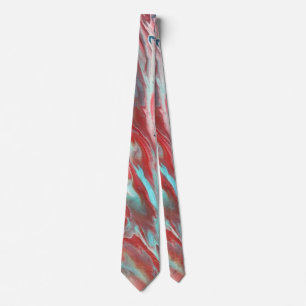 Abstrakt Psychedelic Aqua Red Vågar Ties Slips