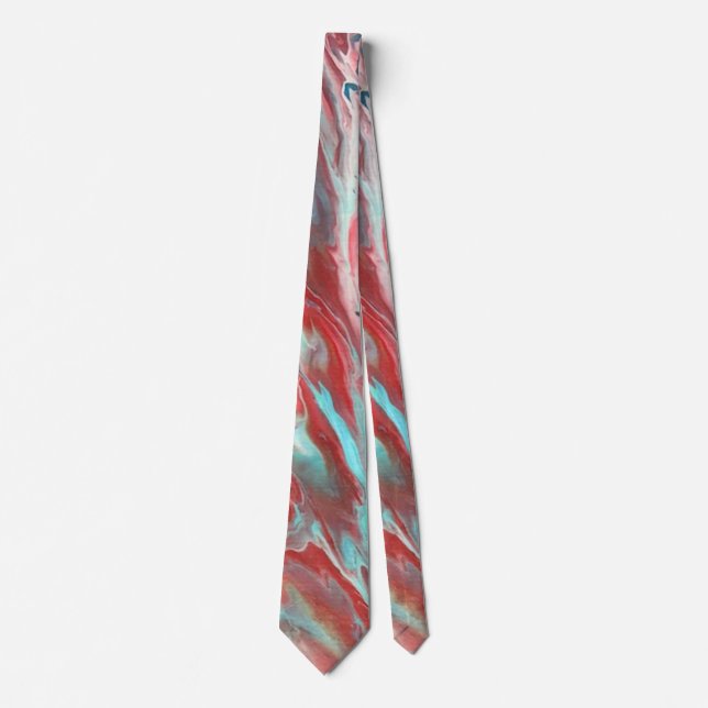 Abstrakt Psychedelic Aqua Red Vågar Ties Slips (Framsida)