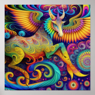 Abstrakt Psychedelic Creature Art Poster