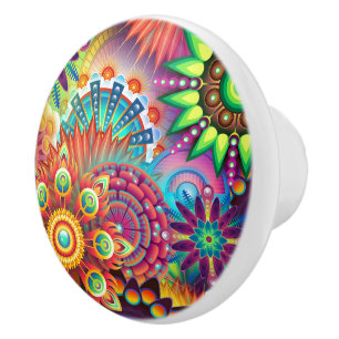 Abstrakt Psychedelic Färger Dresser Knopp