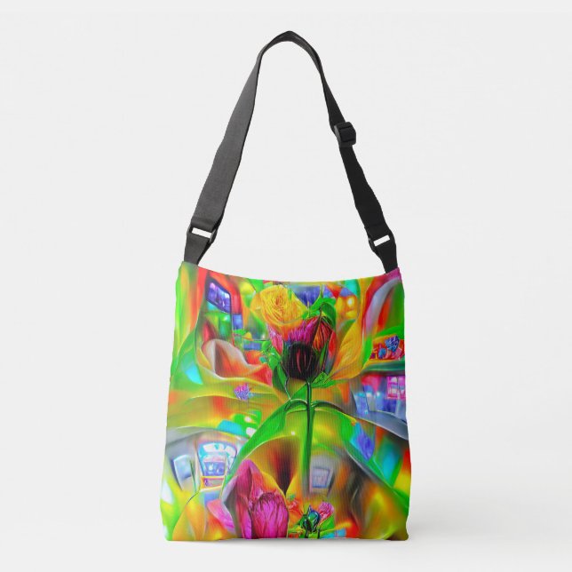 Abstrakt Psychedelic Flowers Axelväska (Framsida)