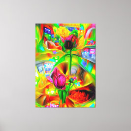 Abstrakt Psychedelic Flowers Canvastryck
