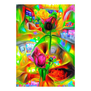 Abstrakt Psychedelic Flowers Fototryck