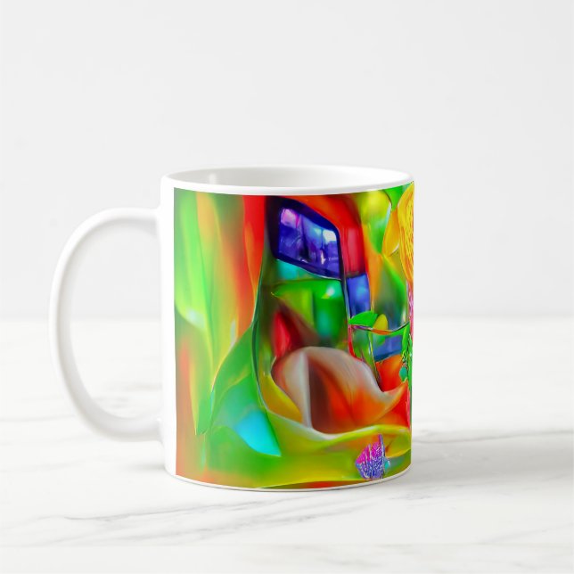 Abstrakt Psychedelic Flowers Kaffemugg (Vänster)