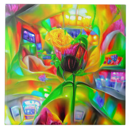 Abstrakt Psychedelic Flowers Kakelplatta