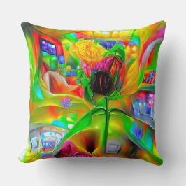 Abstrakt Psychedelic Flowers Kudde