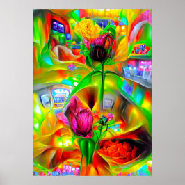 Abstrakt Psychedelic Flowers Poster