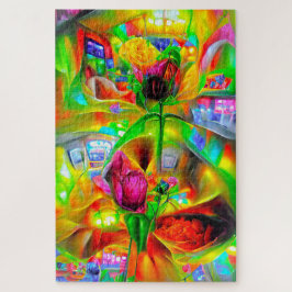 Abstrakt Psychedelic Flowers Pussel