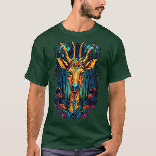 Abstrakt Psychedelic Giraffe Porträtt T Shirt