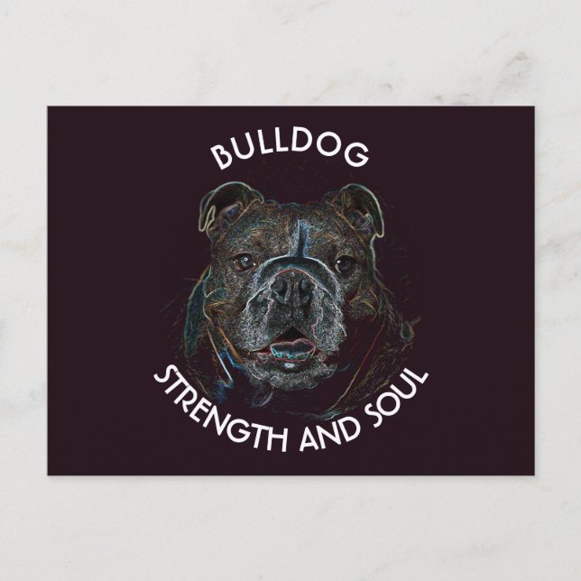 Abstrakt Psychedelic Mörk Bulldog Teckning Vykort (Framsida)