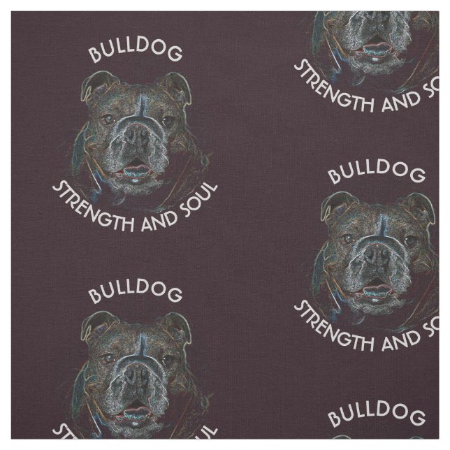 Abstrakt Psychedelic mörk bulldoggteckning Tyg (Provkarta)