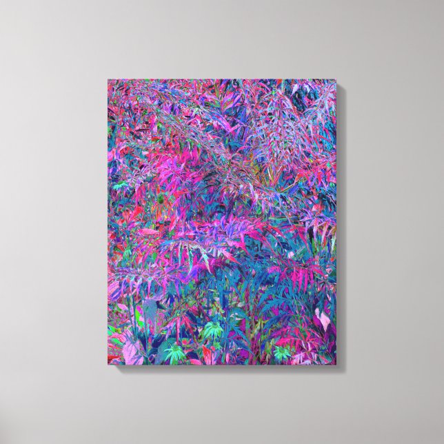 Abstrakt Psychedelic Rainbow Färg Foliage Garden Canvastryck (Framsida)