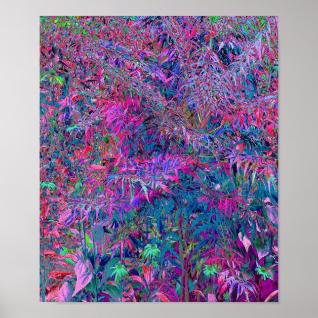 Abstrakt Psychedelic Rainbow Färg Foliage Garden Poster (Framsidan)