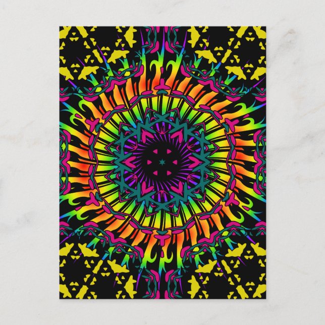 Abstrakt/Psychedelic Spiral Vortex Vykort (Framsida)