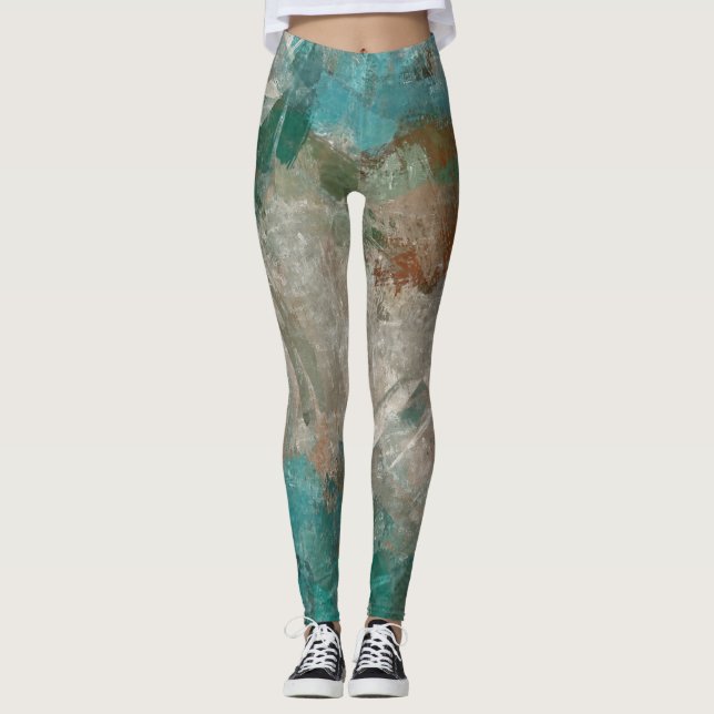 Abstrakt Psychedelic Strokes Struktur. Leggings (Framsida)
