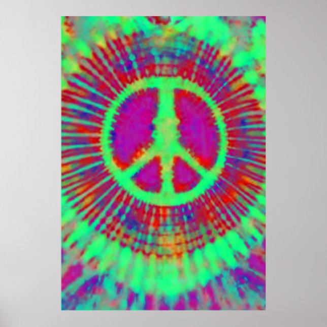 Abstrakt Psychedelic Tie-Dye Fredstecken Fine Art Poster (Framsidan)