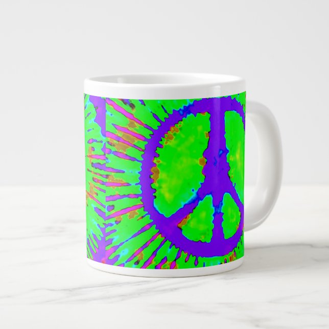 Abstrakt Psychedelic Tie-Dye Fredstecken Jumbo Mugg (Framsida höger)