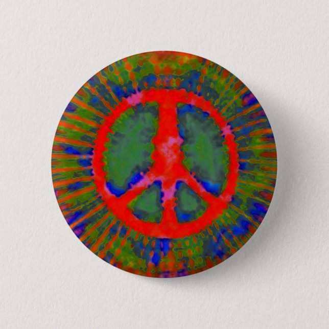 Abstrakt Psychedelic Tie-Dye Fredstecken Knapp (Framsida)