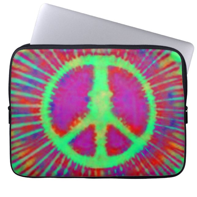Abstrakt Psychedelic Tie-Dye Fredstecken Laptop Sleeve (Framsidan)