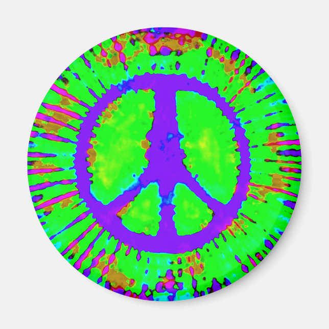 Abstrakt Psychedelic Tie-Dye Fredstecken Magnet (Framsidan)