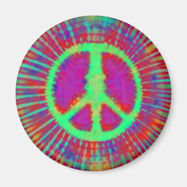 Abstrakt Psychedelic Tie-Dye Fredstecken Magnet (Framsidan)