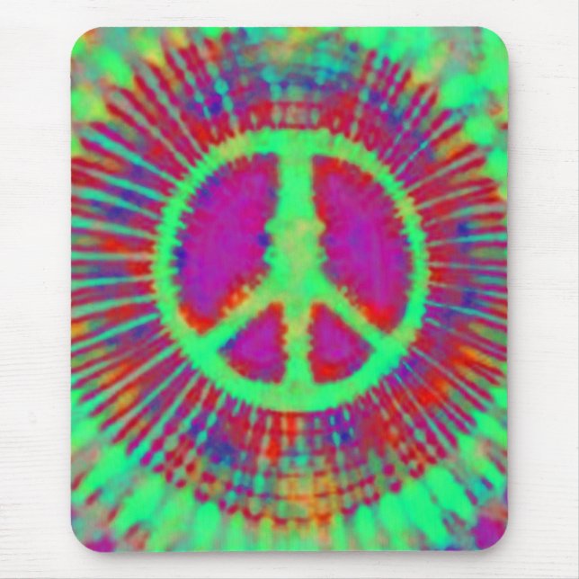 Abstrakt Psychedelic Tie-Dye Fredstecken Musmatta (Framsidan)