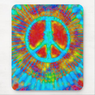 Abstrakt Psychedelic Tie-Dye Fredstecken Musmatta