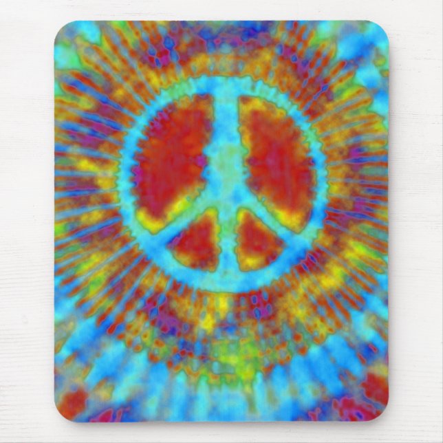 Abstrakt Psychedelic Tie-Dye Fredstecken Musmatta (Framsidan)