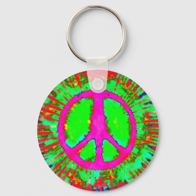 Abstrakt Psychedelic Tie-Dye Fredstecken Nyckelring (Framsida)