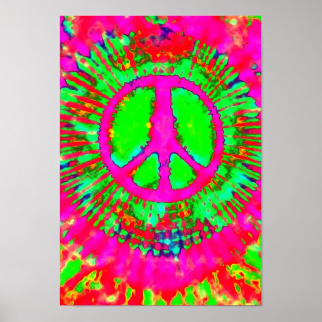 Abstrakt Psychedelic Tie-Dye Fredstecken Poster (Framsidan)