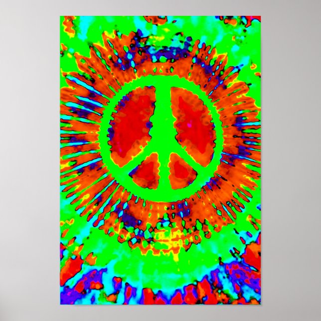 Abstrakt Psychedelic Tie-Dye Fredstecken Poster (Framsidan)