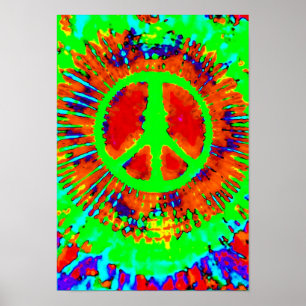Abstrakt Psychedelic Tie-Dye Fredstecken Poster