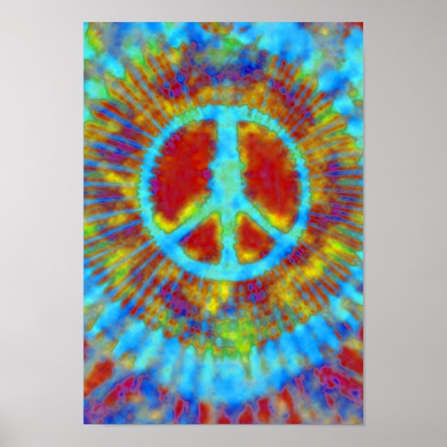 Abstrakt Psychedelic Tie-Dye Fredstecken Poster (Framsidan)
